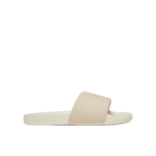 Klapki Calvin Klein Jeans Slide Monogram Wn YW0YW01835 Écru ze sklepu eobuwie.pl w kategorii Klapki damskie - zdjęcie 182025162