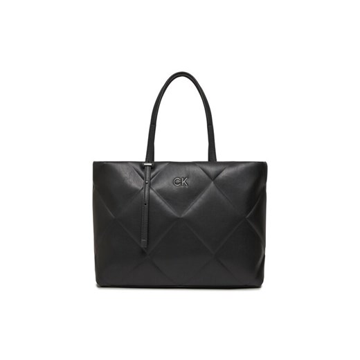 Torebka Calvin Klein Re-Lock Quilt Tote Lg K60K611339 Czarny ze sklepu eobuwie.pl w kategorii Torby Shopper bag - zdjęcie 182025774