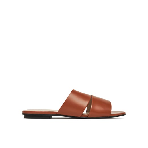 Klapki Calvin Klein Flat Slide - Lth 2 Straps HW0HW02365 Brązowy ze sklepu eobuwie.pl w kategorii Klapki damskie - zdjęcie 182026110