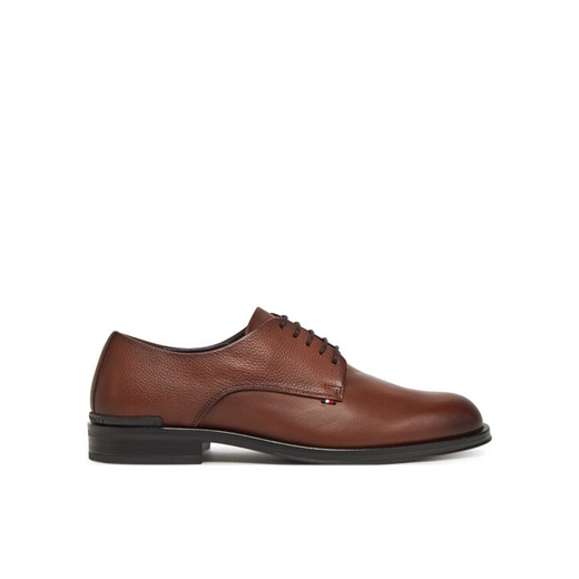 Półbuty Tommy Hilfiger Core Hilfiger Leather Shoe FM0FM05375 Brązowy ze sklepu eobuwie.pl w kategorii Buty eleganckie męskie - zdjęcie 182026271