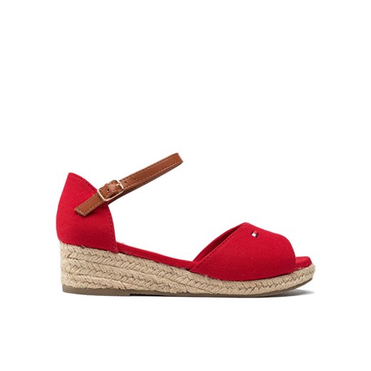 Espadryle Tommy Hilfiger Rope Wedge Sandal T3A7-32185-0048 S Czerwony ze sklepu eobuwie.pl w kategorii Espadryle damskie - zdjęcie 182026594