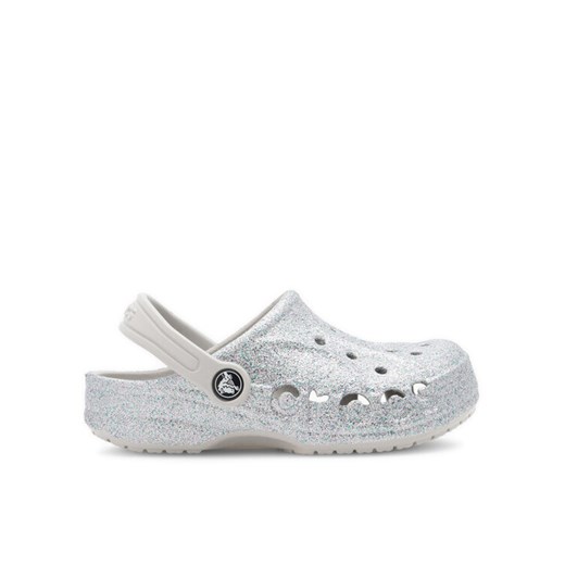 Klapki Crocs BAYA GLITTER CLOG K 207015-040 Srebrny ze sklepu eobuwie.pl w kategorii Klapki dziecięce - zdjęcie 182027833