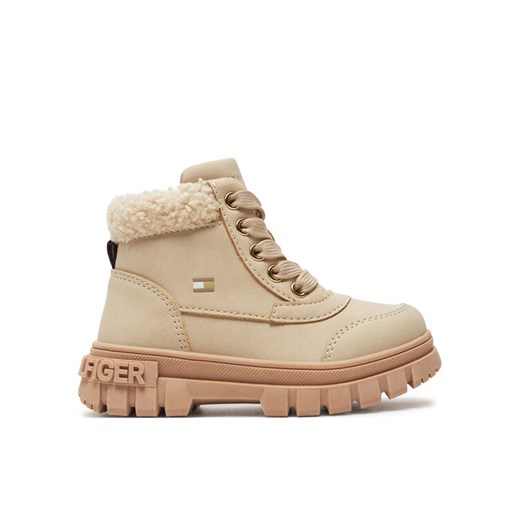 Trapery Tommy Hilfiger Lace-Up Bootie T1A5-33597-1628 M Beżowy ze sklepu eobuwie.pl w kategorii Buty zimowe dziecięce - zdjęcie 182028564