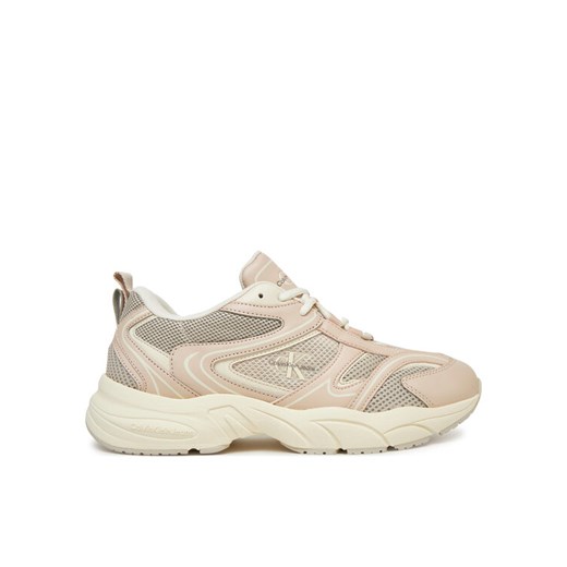 Sneakersy Calvin Klein Jeans Retro Tennis Mesh Ml YW0YW01807 Beżowy ze sklepu eobuwie.pl w kategorii Buty sportowe damskie - zdjęcie 182029420