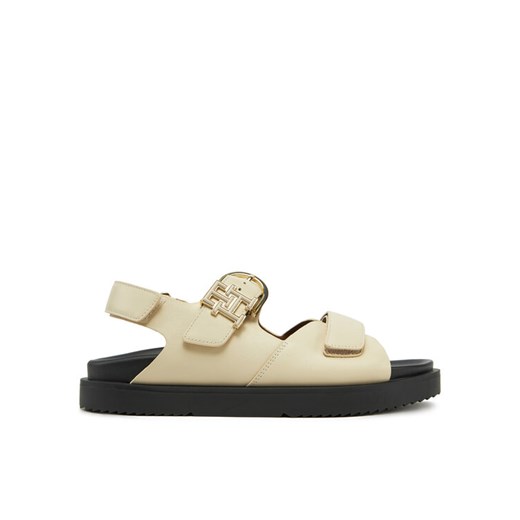 Sandały Tommy Hilfiger Leather Sporty Sandal FW0FW08799 Écru ze sklepu eobuwie.pl w kategorii Sandały damskie - zdjęcie 182029531