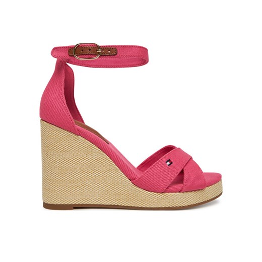Sandały Tommy Hilfiger Flag High Wedge Espad Crisscross FW0FW08661 Różowy ze sklepu eobuwie.pl w kategorii Sandały damskie - zdjęcie 182029952