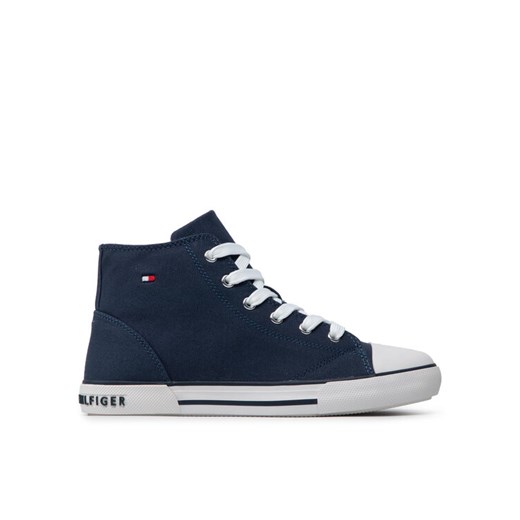 Trampki Tommy Hilfiger Higt Top Lace-Up T3X4-32209-0890 S Granatowy ze sklepu eobuwie.pl w kategorii Trampki dziecięce - zdjęcie 182030872