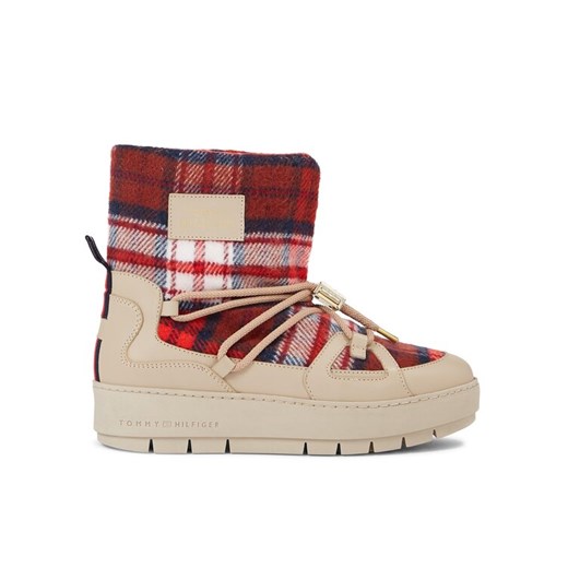Śniegowce Tommy Hilfiger Tartan Snowboot FW0FW07612 Beżowy ze sklepu eobuwie.pl w kategorii Śniegowce damskie - zdjęcie 182031104