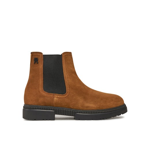 Sztyblety Tommy Hilfiger Casual Cleated Suede Chelsea FM0FM05037 Brązowy ze sklepu eobuwie.pl w kategorii Buty zimowe męskie - zdjęcie 182031981