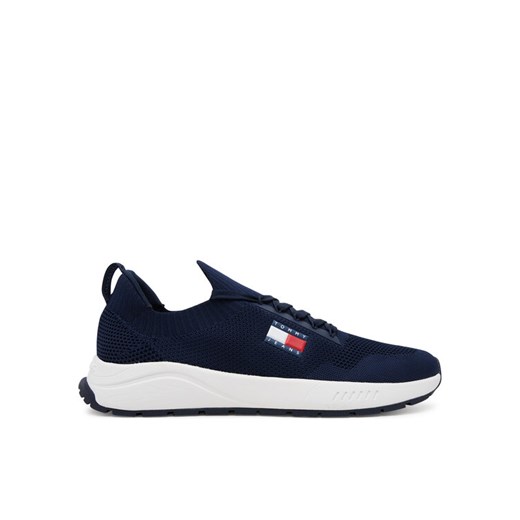 Sneakersy Tommy Jeans Runner Kntitted EM0EM01555 Granatowy ze sklepu eobuwie.pl w kategorii Buty sportowe męskie - zdjęcie 182032681