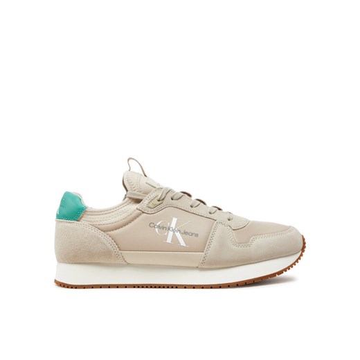 Sneakersy Calvin Klein Jeans Runner Sock Laceup Ny-Lth YM0YM00553 Beżowy ze sklepu eobuwie.pl w kategorii Buty sportowe męskie - zdjęcie 182032810