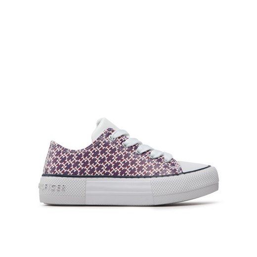 Trampki Tommy Hilfiger Low Cut Lace-Up Sneaker T3A9-32289-0753 Bordowy ze sklepu eobuwie.pl w kategorii Trampki dziecięce - zdjęcie 182032821