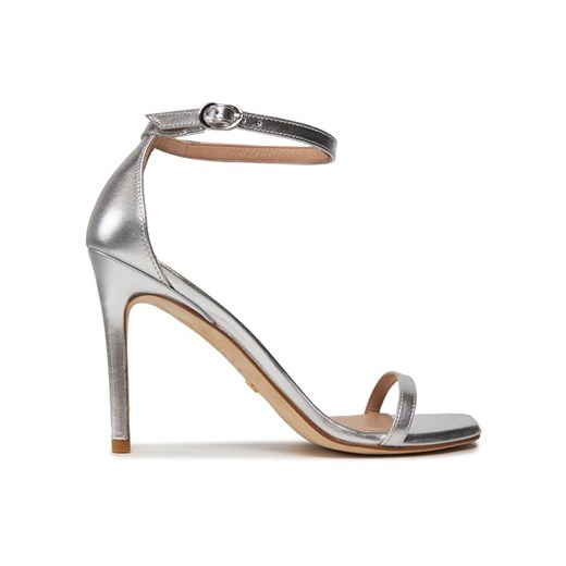Sandały Stuart Weitzman Nudistcurve 100 Sanda SA178 Srebrny ze sklepu eobuwie.pl w kategorii Sandały damskie - zdjęcie 182033271