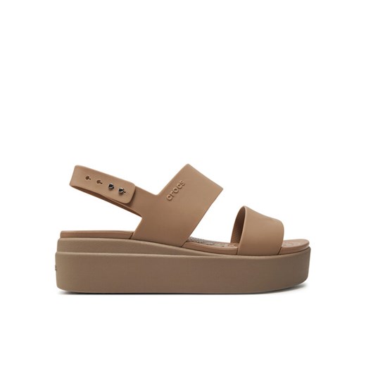Sandały Crocs Brooklyn Low Wedge W 206453 Beżowy ze sklepu eobuwie.pl w kategorii Sandały damskie - zdjęcie 182034233