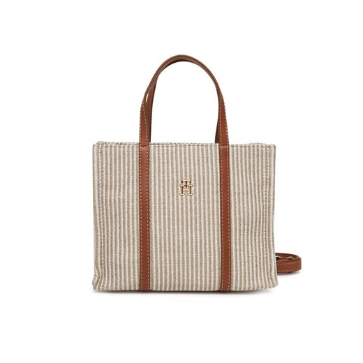 Torebka Tommy Hilfiger Th Premium Beach Le Mini Tote AW0AW17208 Beżowy ze sklepu eobuwie.pl w kategorii Torby Shopper bag - zdjęcie 182034794