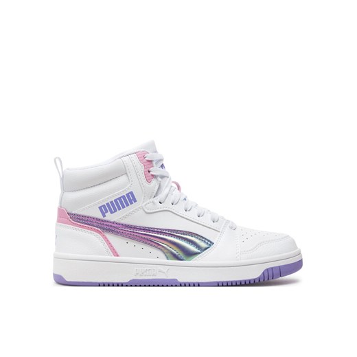 Sneakersy Puma Rebound V6 Mid Bouncy Sky Jr 398725 01 Biały ze sklepu eobuwie.pl w kategorii Buty sportowe dziecięce - zdjęcie 182034834