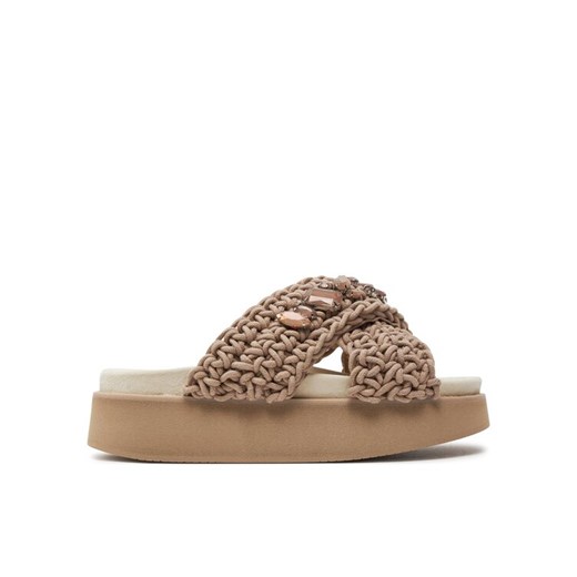 Klapki Inuikii Woven Stones Platform 70103-106 Brązowy ze sklepu eobuwie.pl w kategorii Klapki damskie - zdjęcie 182034924