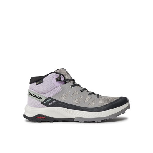 Trekkingi Salomon Outrise Mid GORE-TEX L47160600 Szary ze sklepu eobuwie.pl w kategorii Buty trekkingowe damskie - zdjęcie 182037984