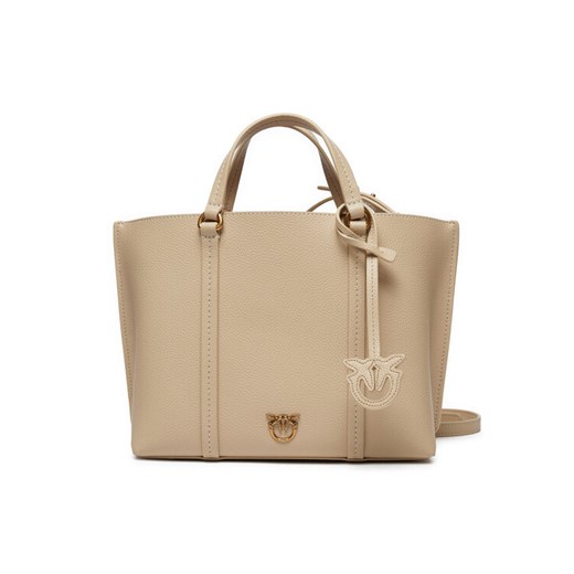 Torebka Pinko Carrie Shopper Classic AI 24-25 PLTT 102833 A1LF Beżowy ze sklepu eobuwie.pl w kategorii Torebki damskie - zdjęcie 182038131
