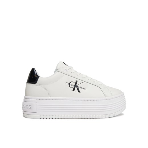Sneakersy Calvin Klein Jeans Bold Platf Low Lace Lth Ml Met YW0YW01431 Biały ze sklepu eobuwie.pl w kategorii Trampki damskie - zdjęcie 182038844
