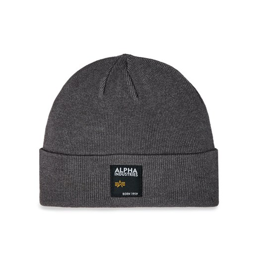Czapka Alpha Industries Label Beanie 118934 Szary ze sklepu eobuwie.pl w kategorii Czapki zimowe męskie - zdjęcie 182039843