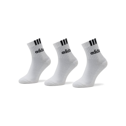 Skarpety wysokie unisex adidas 3-Stripes Linear Half-Crew Cushioned Socks 3 Pairs HT3437 Biały ze sklepu eobuwie.pl w kategorii Skarpetki męskie - zdjęcie 182040070