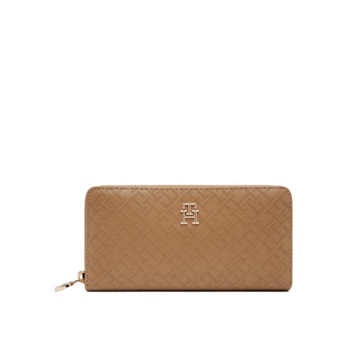 Duży Portfel Damski Tommy Hilfiger Th Distinct Lrg Za Mono AW0AW17258 Brązowy ze sklepu eobuwie.pl w kategorii Portfele damskie - zdjęcie 182040124
