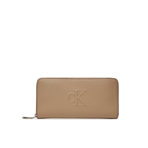 Duży Portfel Damski Calvin Klein Jeans LV04K1005G Beżowy ze sklepu eobuwie.pl w kategorii Portfele damskie - zdjęcie 182040593