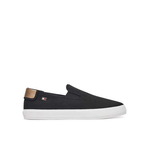 Tenisówki Tommy Hilfiger Vulc Canvas Slip-On Sneaker FW0FW08645 Czarny ze sklepu eobuwie.pl w kategorii Trampki damskie - zdjęcie 182041072