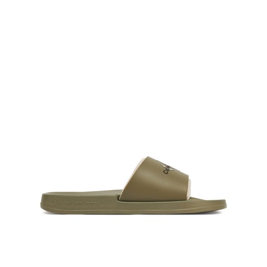 Klapki Calvin Klein Jeans Slide Rubber Neoprene Monologo YM0YM00361 Khaki ze sklepu eobuwie.pl w kategorii Klapki męskie - zdjęcie 182041620
