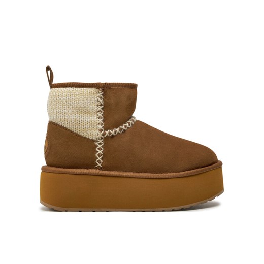 Śniegowce EMU Australia Stinger Knit Flatform W13143 Beżowy ze sklepu eobuwie.pl w kategorii Śniegowce damskie - zdjęcie 182041703