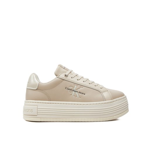 Sneakersy Calvin Klein Jeans Bold Platf Low Lace Lth Ml Mtl YW0YW01516 Beżowy ze sklepu eobuwie.pl w kategorii Buty sportowe damskie - zdjęcie 182042231