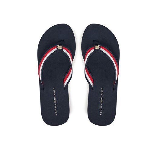 Japonki Tommy Hilfiger Th Corporate Wedge Beach Sandal FW0FW08520 Granatowy ze sklepu eobuwie.pl w kategorii Klapki damskie - zdjęcie 182042272