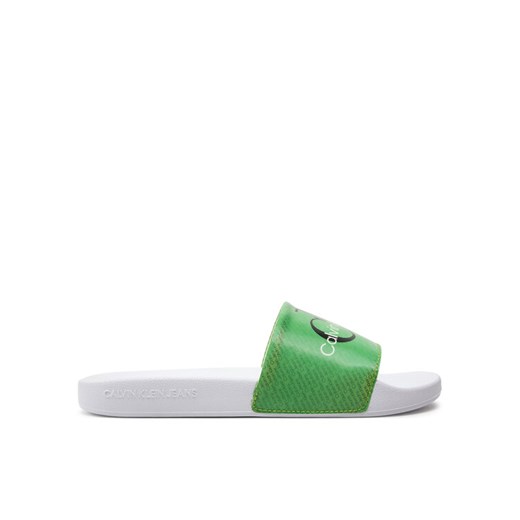 Klapki Calvin Klein Jeans Slide Lenticular Ml Wn YW0YW01403 Zielony ze sklepu eobuwie.pl w kategorii Klapki damskie - zdjęcie 182042332