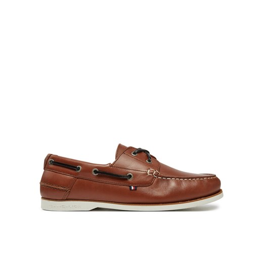 Półbuty Tommy Hilfiger Th Boat Shoe Core Lth FM0FM05569 Brązowy ze sklepu eobuwie.pl w kategorii Mokasyny męskie - zdjęcie 182042760