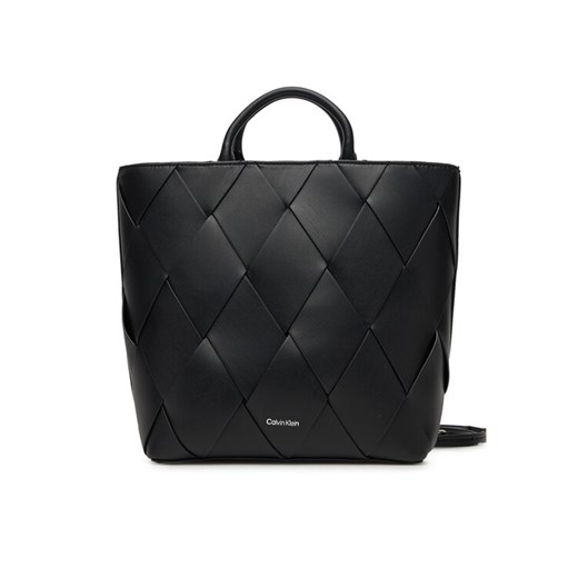 Torebka Calvin Klein Ck Woven Medium Tote K60K613176 Czarny ze sklepu eobuwie.pl w kategorii Torebki damskie - zdjęcie 182043662