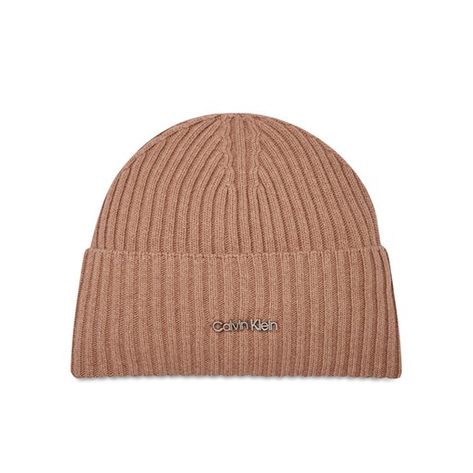 Czapka Calvin Klein Ck Must Logo Beanie K60K611401 Fioletowy ze sklepu eobuwie.pl w kategorii Czapki zimowe damskie - zdjęcie 182044682