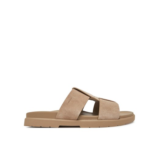 Klapki Calvin Klein Lug Sandal Double T Su HM0HM01800 Brązowy ze sklepu eobuwie.pl w kategorii Klapki męskie - zdjęcie 182045364