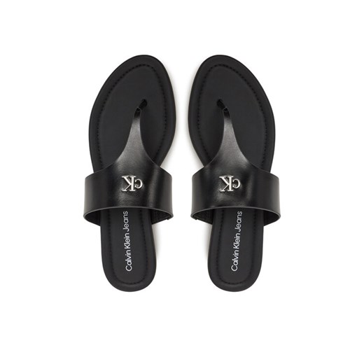 Japonki Calvin Klein Jeans Flat Sandal Toepost Mg YW0YW01691 Czarny ze sklepu eobuwie.pl w kategorii Klapki damskie - zdjęcie 182045742