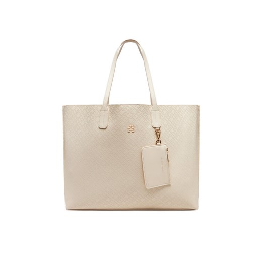 Torebka Tommy Hilfiger Th Distinct Tote Mono AW0AW17195 Beżowy Tommy Hilfiger 00 eobuwie.pl