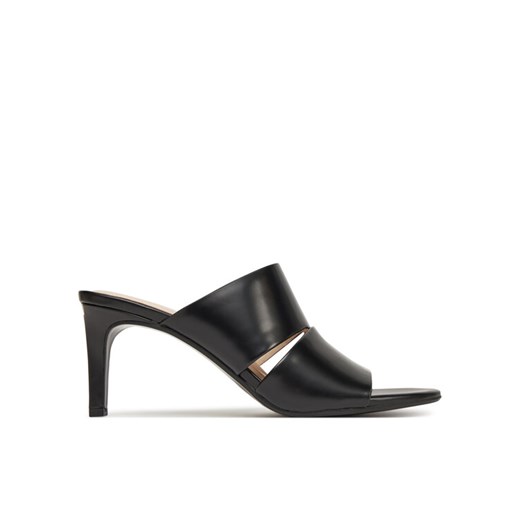 Klapki Calvin Klein Heel Mule 70 - Lth 2 Straps HW0HW02460 Czarny ze sklepu eobuwie.pl w kategorii Klapki damskie - zdjęcie 182049700