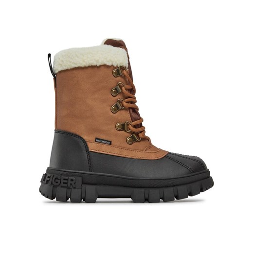 Trzewiki Tommy Hilfiger T3B5-33161-0814582 M Brązowy ze sklepu eobuwie.pl w kategorii Buty zimowe dziecięce - zdjęcie 182050304
