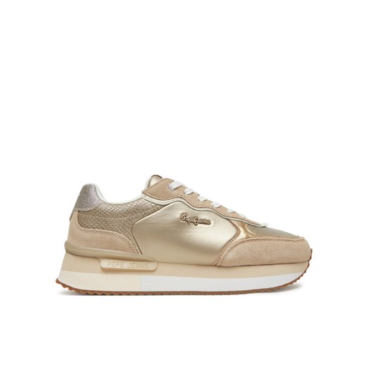 Sneakersy Pepe Jeans Rusper Shine PLS60033 Beżowy ze sklepu eobuwie.pl w kategorii Buty sportowe damskie - zdjęcie 182051012