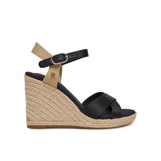Espadryle Tommy Hilfiger Satin High Wedge Espadrille FW0FW08602 Czarny ze sklepu eobuwie.pl w kategorii Espadryle damskie - zdjęcie 182051203