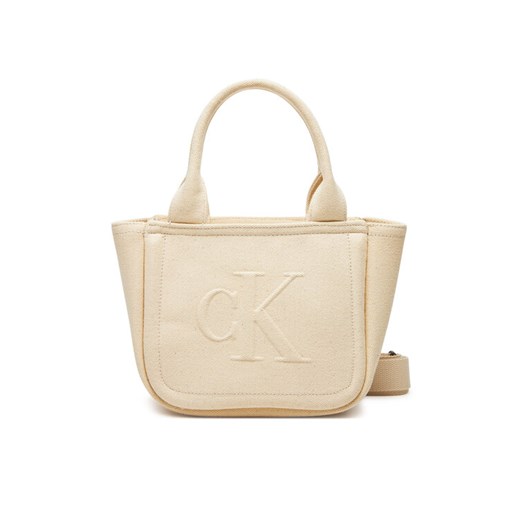 Torebka Calvin Klein Jeans Summer Canvas Mini Tote LV04K3160G Beżowy ze sklepu eobuwie.pl w kategorii Torebki damskie - zdjęcie 182051372