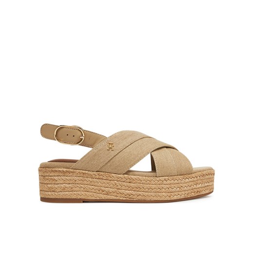 Espadryle Tommy Hilfiger Denim Espadrille Platform Sandal FW0FW08669 Beżowy ze sklepu eobuwie.pl w kategorii Espadryle damskie - zdjęcie 182051924