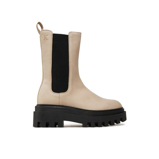 Sztyblety Calvin Klein Jeans Flatform Chelsea Boot Mg Nb YW0YW01684 Beżowy ze sklepu eobuwie.pl w kategorii Botki - zdjęcie 182052672
