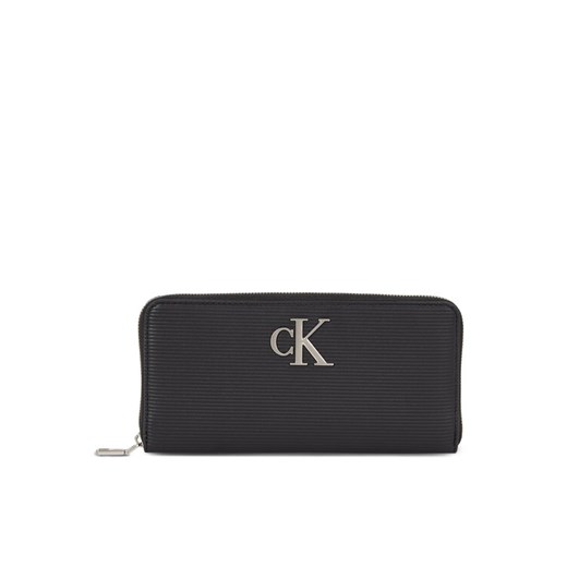 Portfel damski Calvin Klein Jeans Minimal Monogram Zip Around T K60K611269 Czarny ze sklepu eobuwie.pl w kategorii Portfele damskie - zdjęcie 182053410