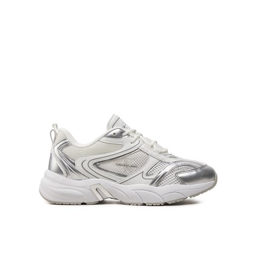 Sneakersy Calvin Klein Jeans Retro Tennis Low Lace Mh Ml Mtl YW0YW01463 Biały ze sklepu eobuwie.pl w kategorii Buty sportowe damskie - zdjęcie 182053843