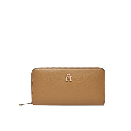 Duży Portfel Damski Tommy Hilfiger Th Soft Logotape Lrg Za AW0AW16927 Brązowy ze sklepu eobuwie.pl w kategorii Portfele damskie - zdjęcie 182054514